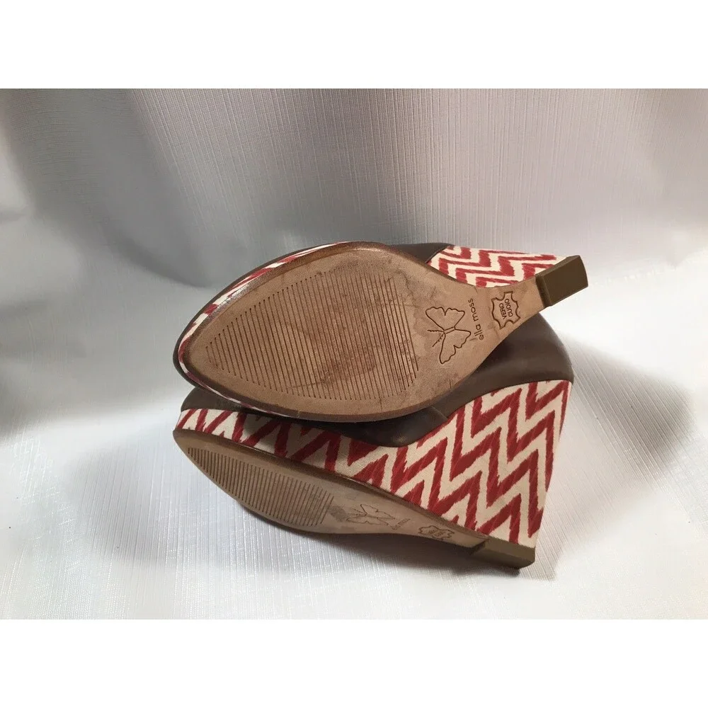 Ella Moss Leather Platform Wedge Chevron Heels Size 7m